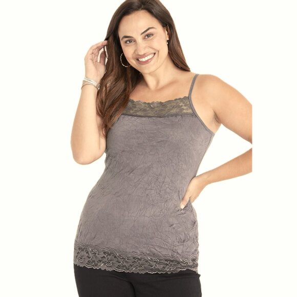 Maurices Plus Size 2X GRAY Crinkle Lace Cami - Picture 10 of 12